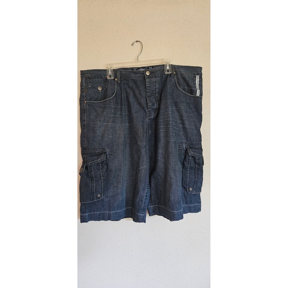 Parish Nation Mens Denim Cargo Jorts Dark Wash Button Fly Streetwear Size 46